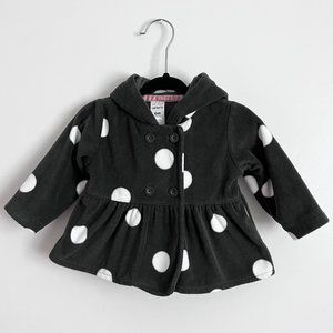 Polka Dot Fleece Hooded Jacket, Size 6 months